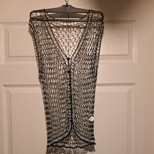 Black and White Crochet Vest